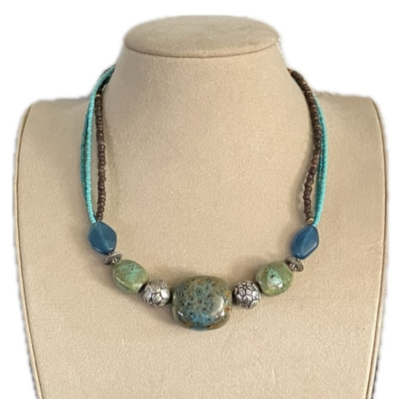 Tumbled Stone Beaded Necklace - Picture 1 of 7